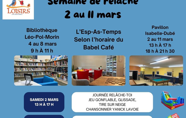 Activités pour la semaine de relâche